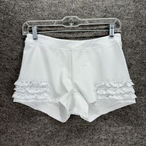 Fila Shorts Girls S Small White Mid Rise Pull On Chino Ruffle Stretch Casual